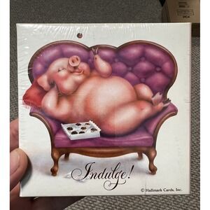 VTG Hallmark Springbok Mini Jigsaw Puzzle INDULGE Happy Piggy PIG 70+ Pieces 7"
